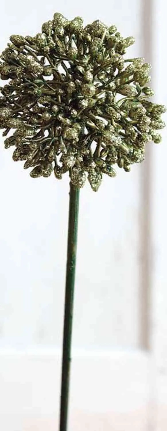 Allium | Artificial Allium Hella, Glitter, Green-Gold, 18"/45Cm Allium Allium