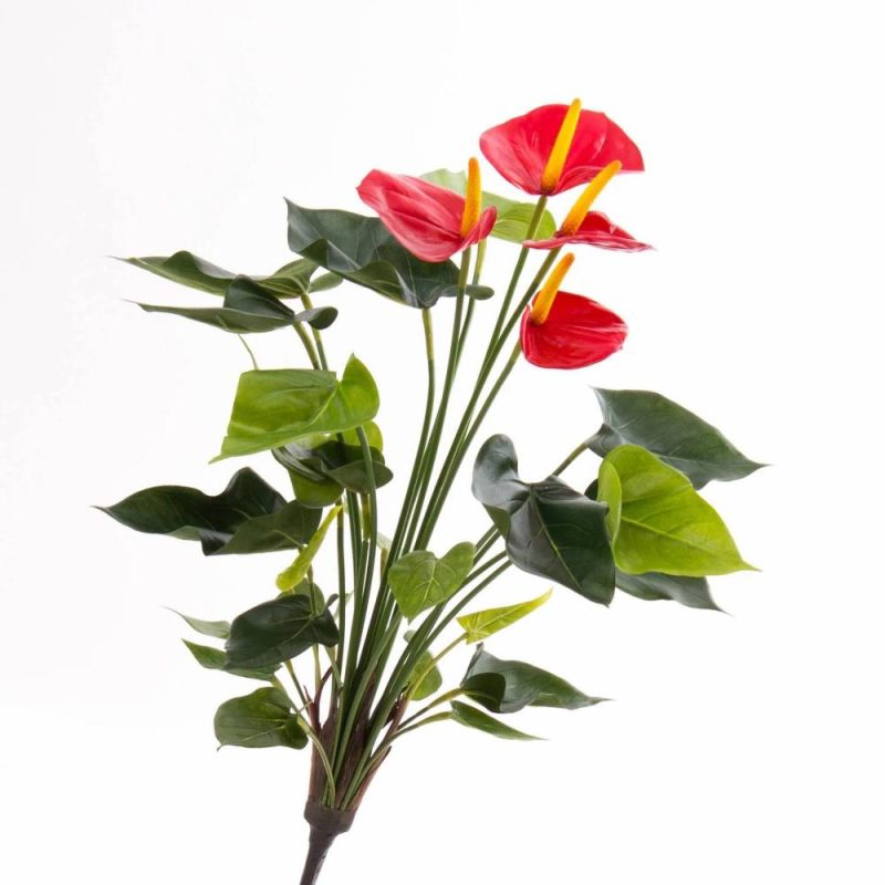 Anthurium | Artificial Anthurium Bush Lorie On Spike, Red, 22"/55Cm, Ø2.4"X3.1"/6X8Cm Anthurium Anthurium