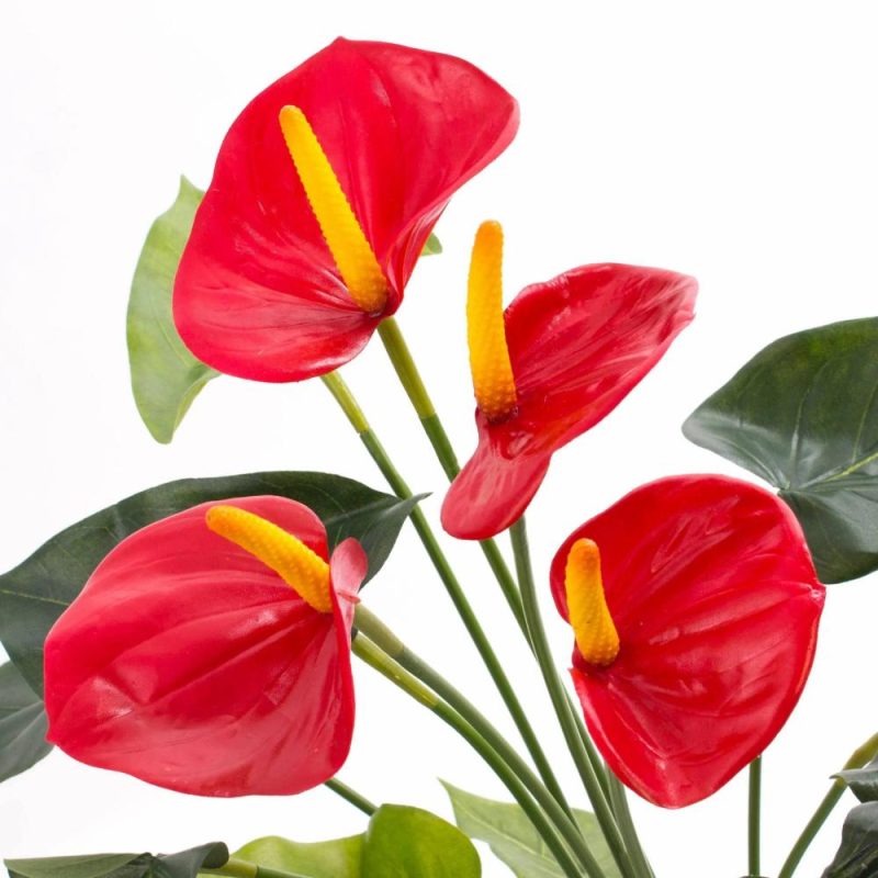 Anthurium | Artificial Anthurium Bush Lorie On Spike, Red, 22"/55Cm, Ø2.4"X3.1"/6X8Cm Anthurium Anthurium