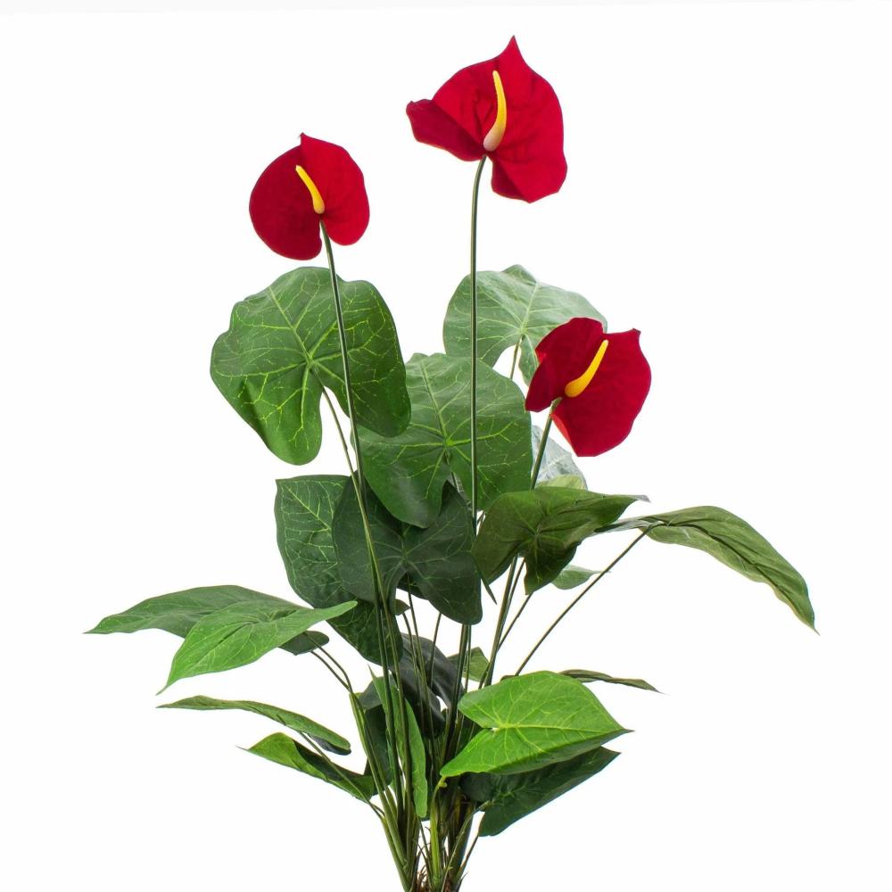 Anthurium | Plastic Anthurium Calvina On Spike, Red, 31"/80Cm, Ø4.7"X6.3"/12X16Cm Anthurium Anthurium