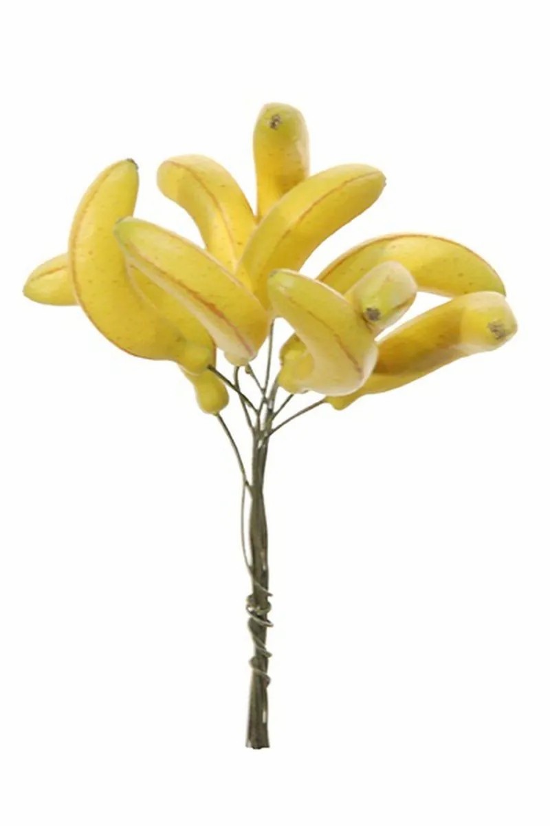 Banana palm | Decorative Fruit Banana Timba, 12 Pieces, Yellow, 5.5"/14Cm Artificial Palms Banana palm