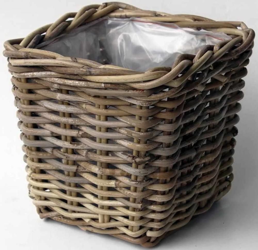 Baskets | Flower Basket Rattan Enno, Angular, Brown-Grey, 8"X8"X7.5"/21X21X19Cm Accessories Baskets