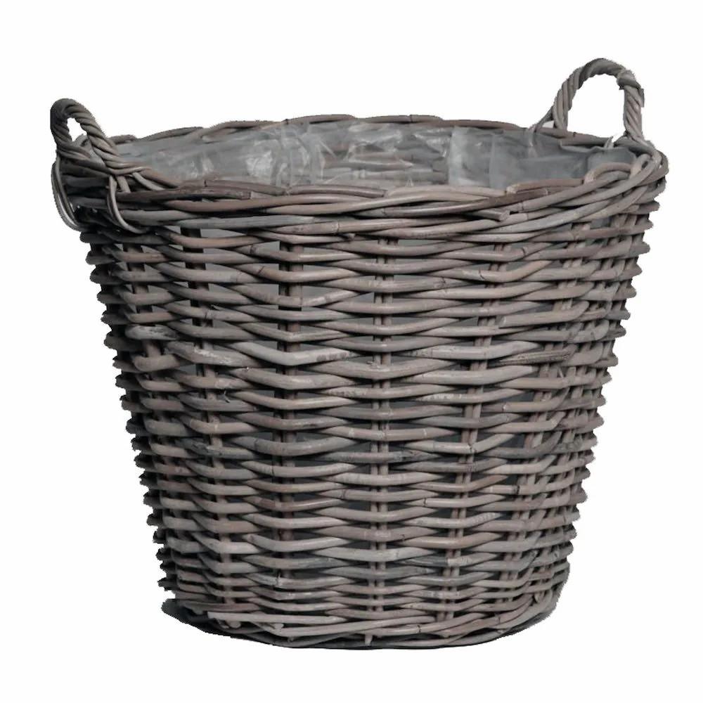 Baskets | Wooden Basket Catelynn Made Of Rattan, Grey, 10"/25Cm, Ø14"/35Cm Accessories Baskets