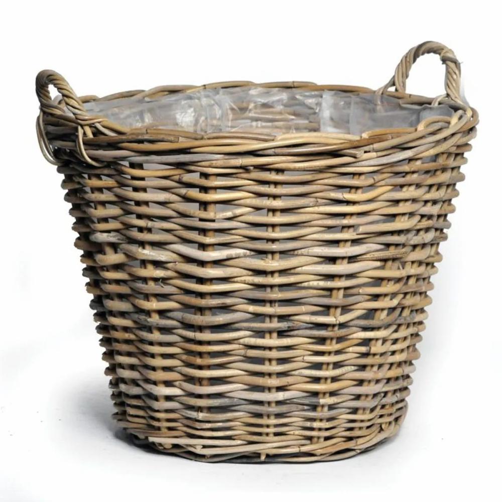 Baskets | Wooden Basket Catelynn Made Of Rattan, Grey-Brown, 13"/32Cm, Ø17"/42Cm Accessories Baskets