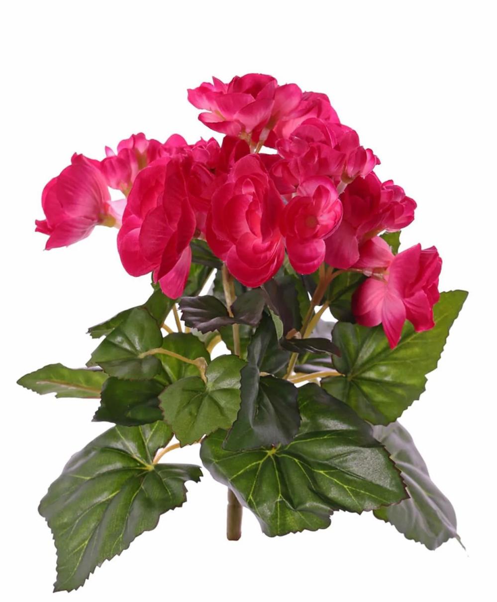 Begonia | Fake Begonia Birma On Spike, Pink, 8"/20Cm, Ø1.2"-2"/3-5Cm Artificial Flowers Begonia