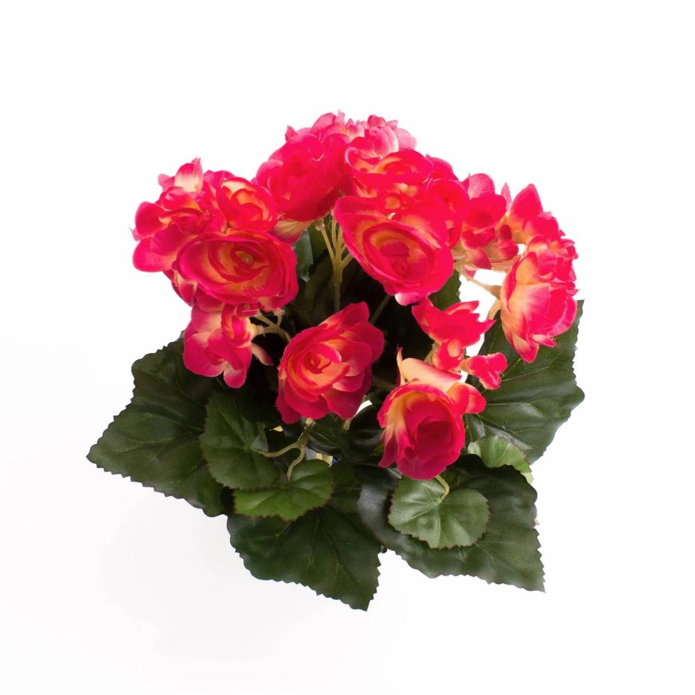 Begonia | Silk Begonia Ivana On Spike, Pink, 8"/20Cm, Ø1.2"-2"/3-5Cm Artificial Flowers Begonia