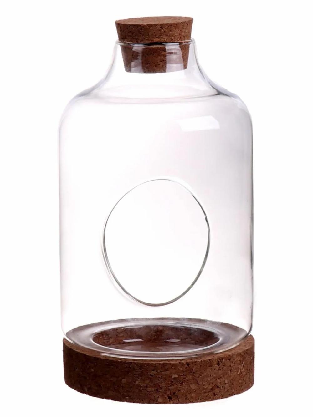 Bottle garden | Plant Terrarium Kukka, Glass, Cork Lid, Cork Bottom, Clear, 9"/23Cm, Ø4.7"/12Cm Accessories Bottle garden