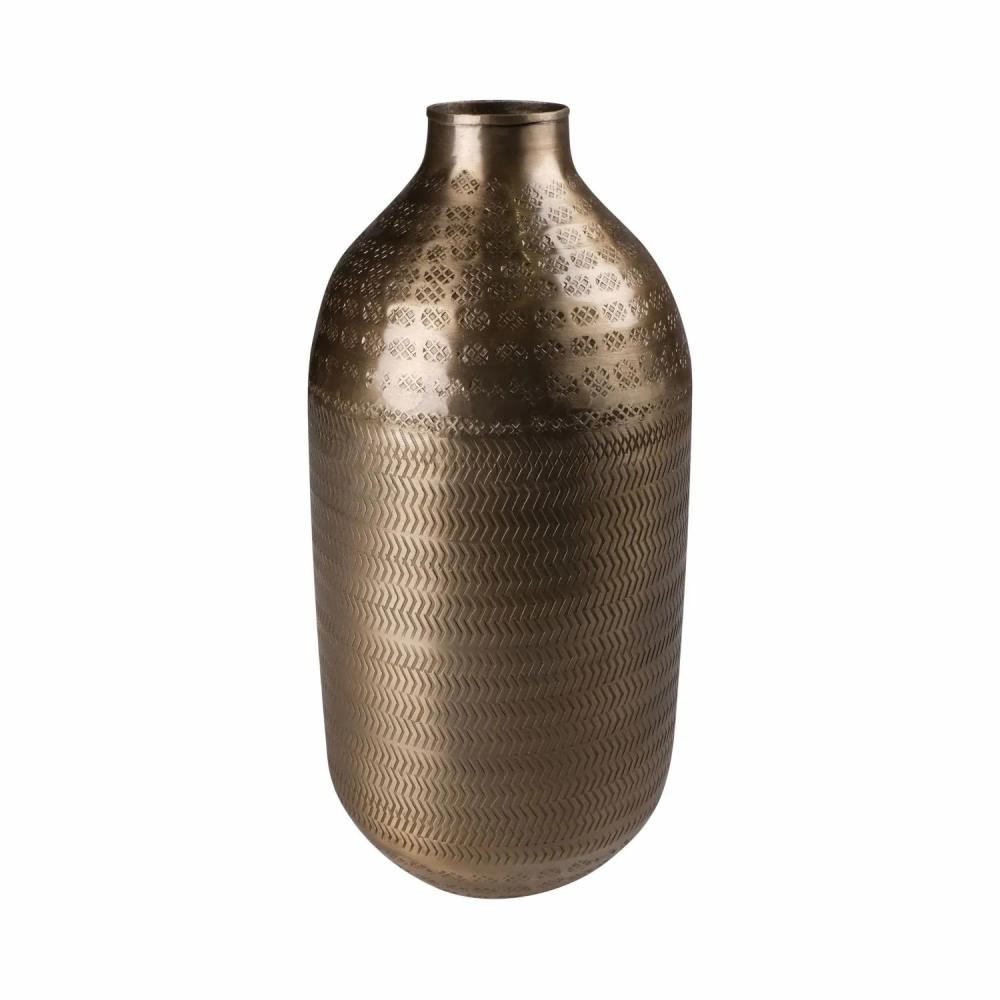 Bottles | Bottle Vase Solanyi Made Of Metal, Patterned, Gold, 33Cm, Ø15Cm Accessories Bottles