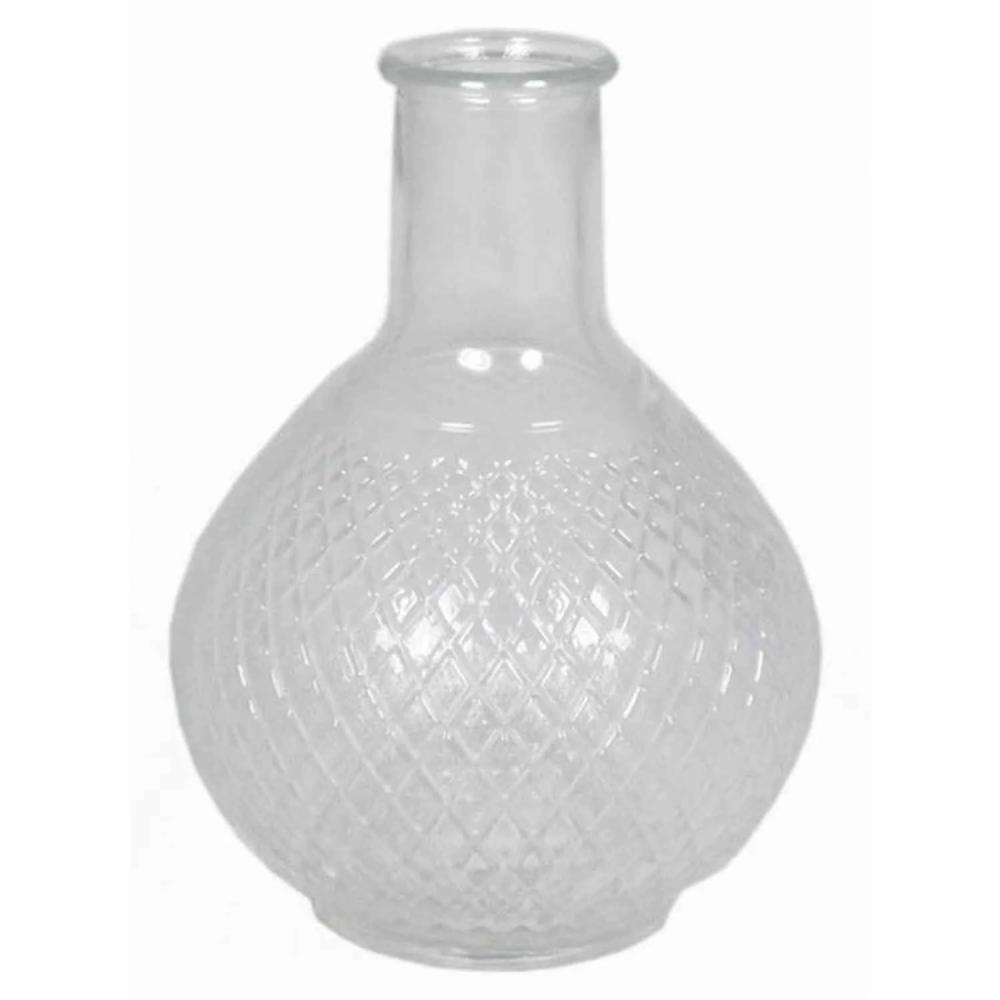 Bottles | Clear Glass Bottle Donka With Diamond Pattern, 7.3"/18,5Cm, Ø5.3"/13,5Cm Accessories Bottles