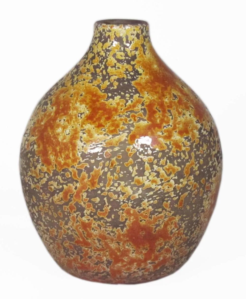 Bottles | Flower Vase Tschil Made Of Ceramic, Rustic, Colour Gradient, Ochre Yellow-Brown, 9"/24Cm, Ø7"/18Cm Accessories Bottles