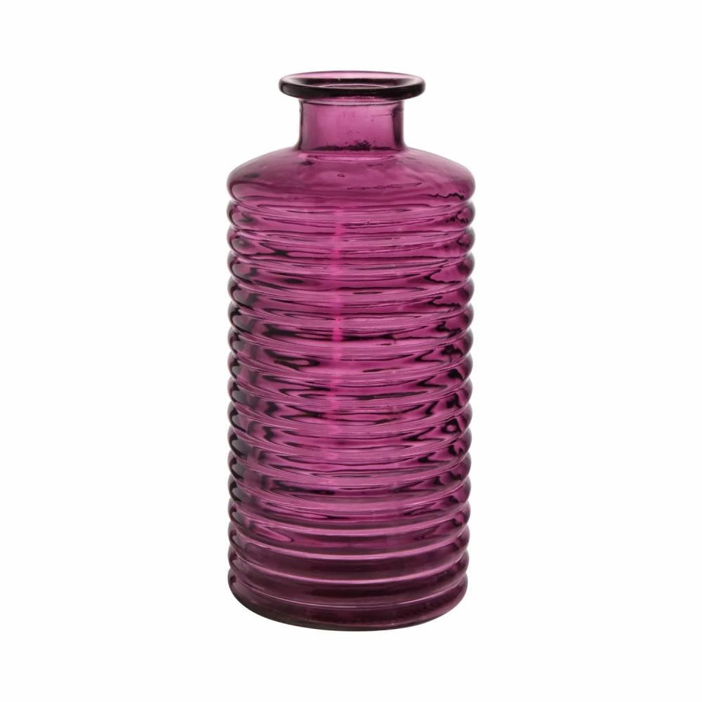 Bottles | Glass Bottle Stuart With Grooves, Berry-Clear, 31Cm, Ø14,5Cm Accessories Bottles