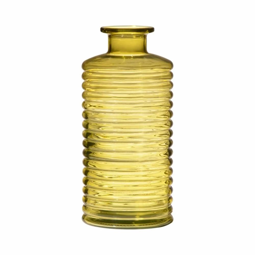 Bottles | Glass Bottle Stuart With Grooves, Yellow-Clear, 8"/21,5Cm, Ø3.7"/9,5Cm Accessories Bottles