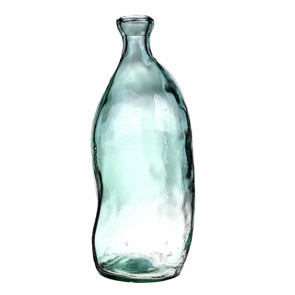 Bottles | Unshaped Glass Bottle Winny, Recycled, Clear-Blue, 14"/35Cm, Ø5.7"/14,5Cm Accessories Blue