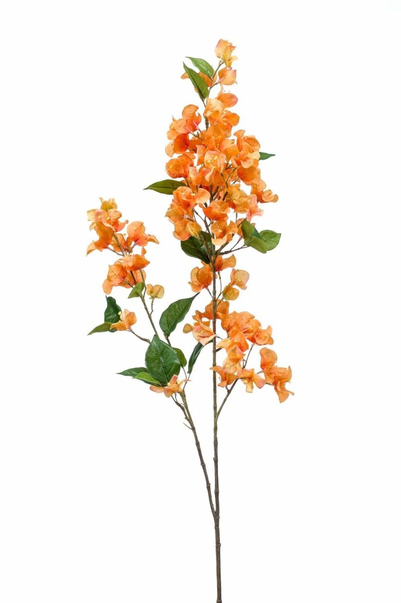 Bougainvillea | Artificial Bougainvillea Branch Monels With Flowers, Orange, 4Ft/115Cm Artificial Trees Bougainvillea