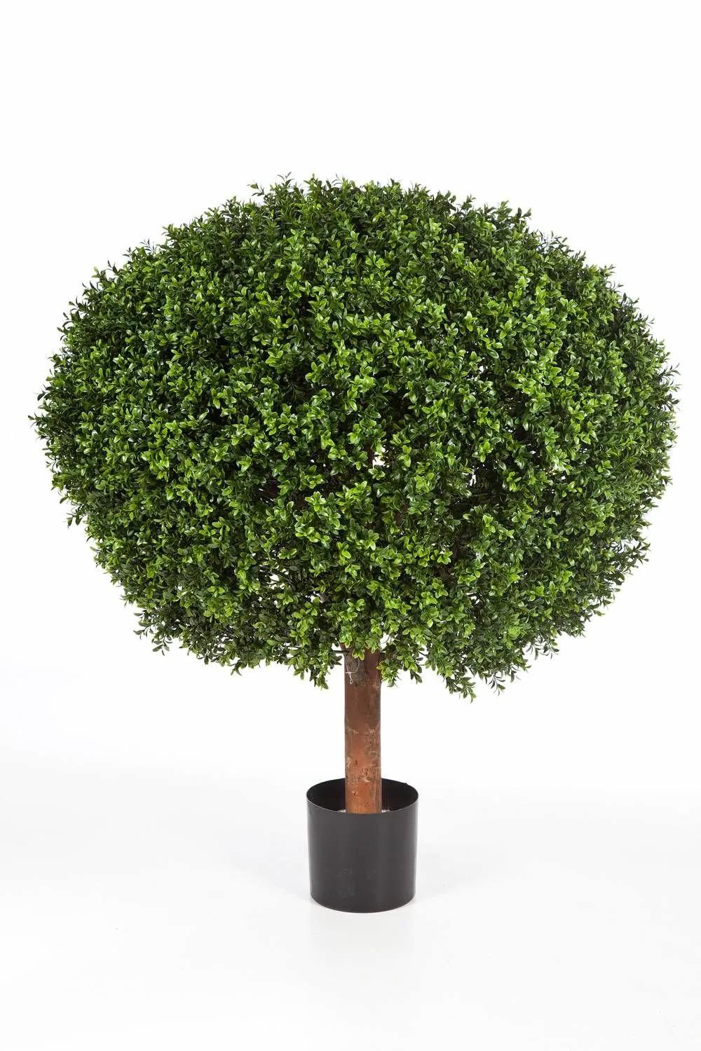 Boxwood | Artificial Boxwood Ball Topiary Tom, Natural Stem, 4Ft/115Cm, Ø 3Ft/100Cm Artificial Trees Boxwood