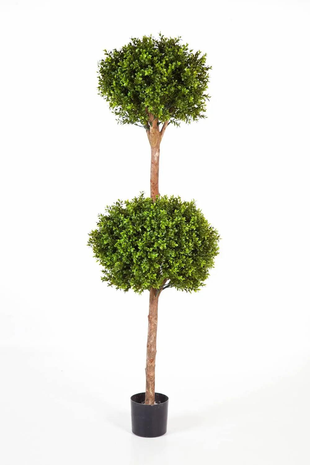 Boxwood | Artificial Boxwood Two Ball Topiary Tom, Real Stem, 5Ft/160Cm, Ø 20"/50Cm Artificial Trees Boxwood