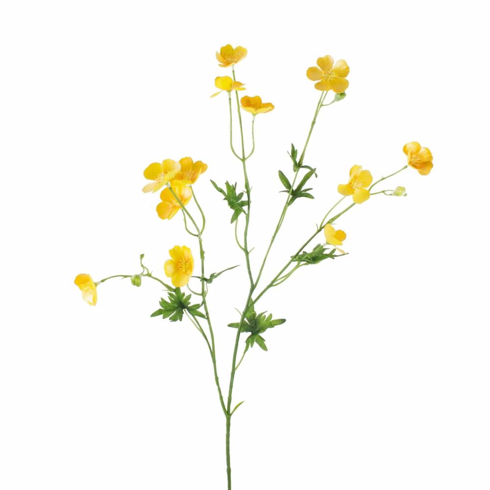 Buttercup | Artificial Buttercup Spray Nora, Yellow, 28"/70Cm, Ø0.8"-1.2"/2-3Cm Artificial Flowers Buttercup