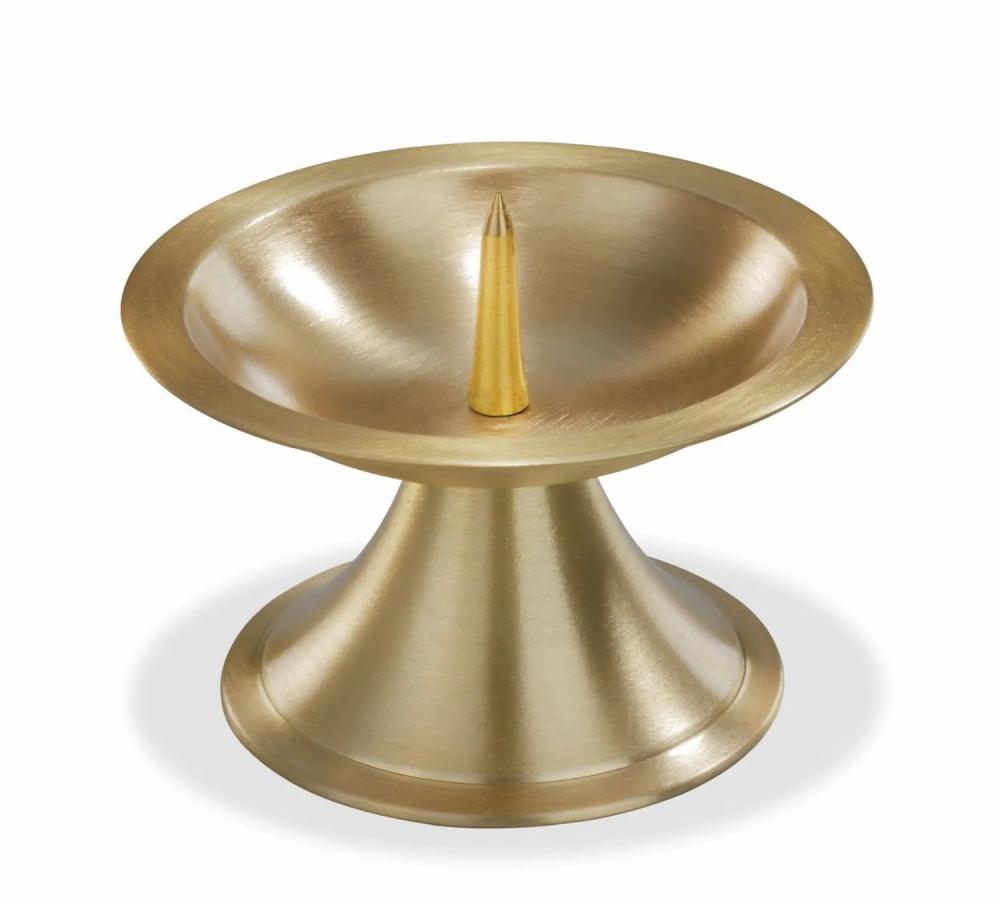 Candle holders | Brass Candle Holder Oliverio With Spike, For Candles Ø2.8"-3.1"/7-8Cm, Matt Brushed, Gold, 2.6"/6,5Cm, Ø4.3"/11Cm Accessories Candle holders