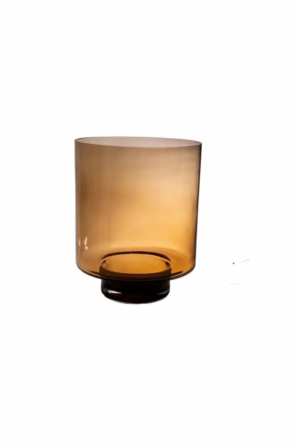 Candle holders | Candle Jar Apiradi With Foot, Brown-Clear, 35Cm, Ø27Cm Accessories Brown