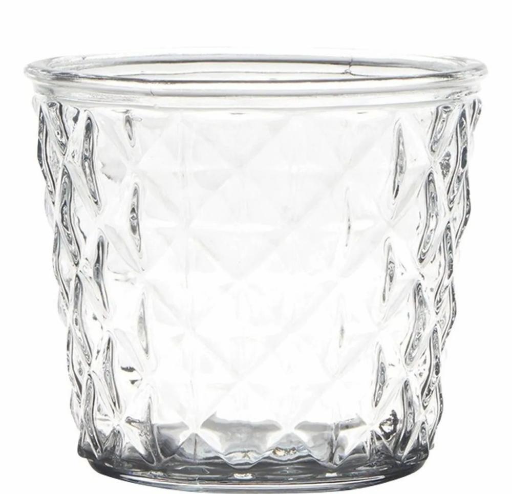 Candle holders | Candle Jar Iryna With Diamond Pattern, Clear, 4"/10Cm, Ø4.3"/11Cm Accessories Candle holders