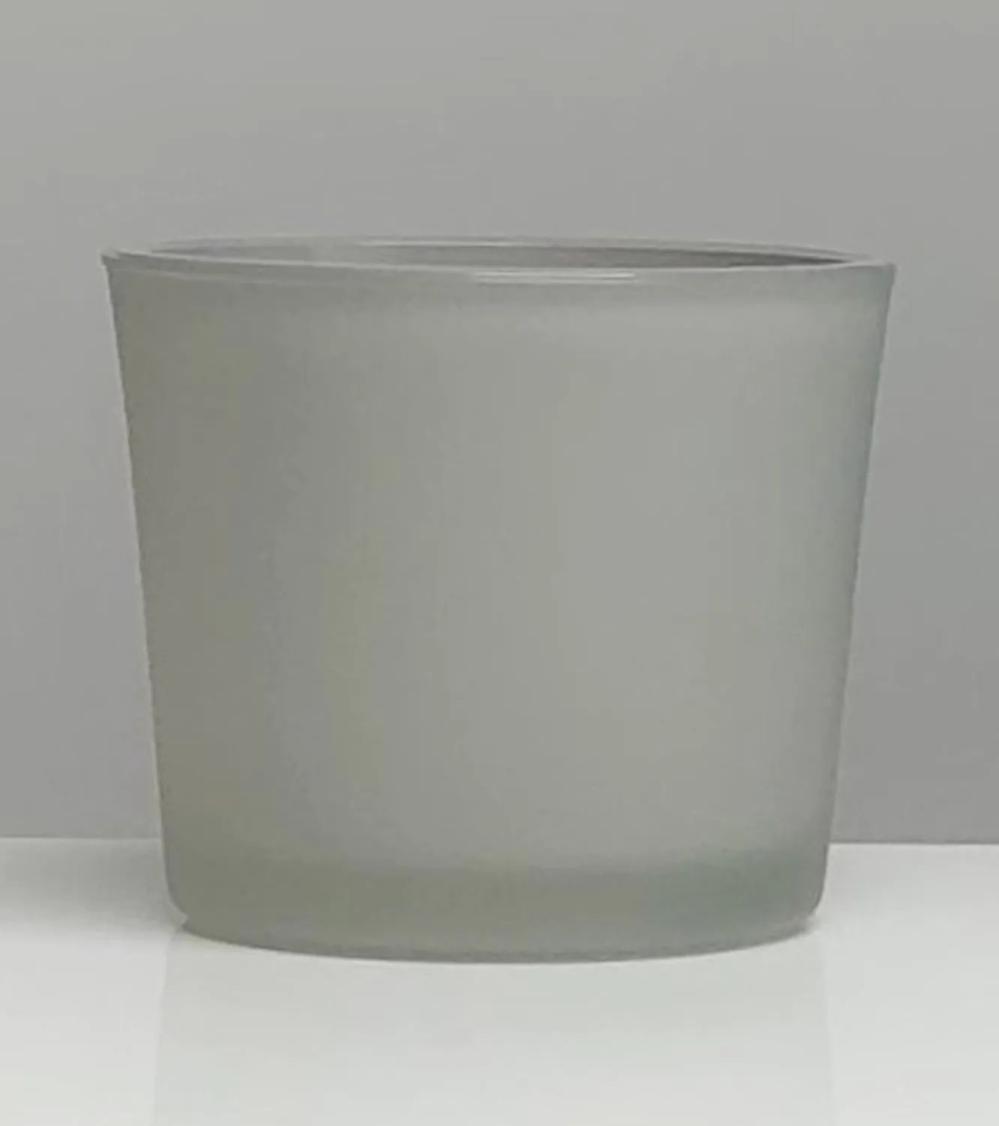 Candle holders | Large Glass Tealight Holder Alena Frost, Grey Matt, 3.5"/9Cm, Ø4"/10Cm Accessories Candle holders