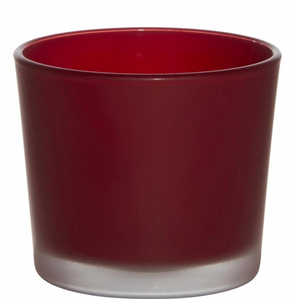 Candle holders | Large Glass Tealight Holder Alena Frost, Red Matt, 3.5"/9Cm, Ø4"/10Cm Accessories Candle holders