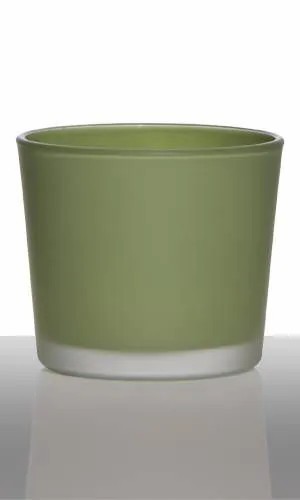 Candle holders | Large Tea Light Holder Alena Frost, Glass, Grass Green Matt, 3.5"/9Cm, Ø4"/10Cm Accessories Candle holders