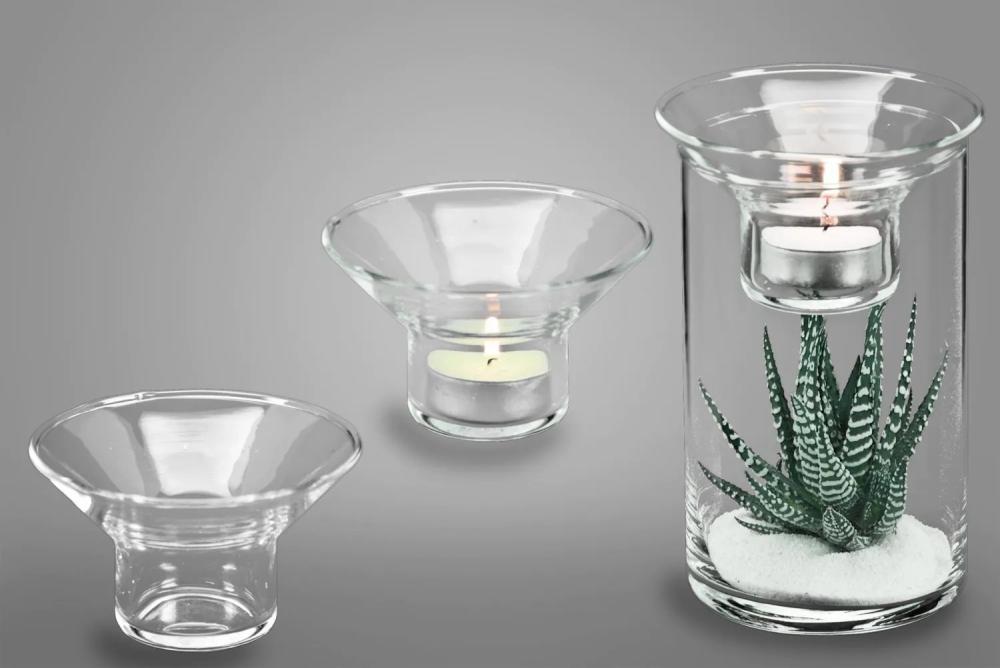 Candle holders | Large Tealight Glass Sarinya, Clear, 2.4"/6Cm, Ø4"/10Cm Accessories Candle holders