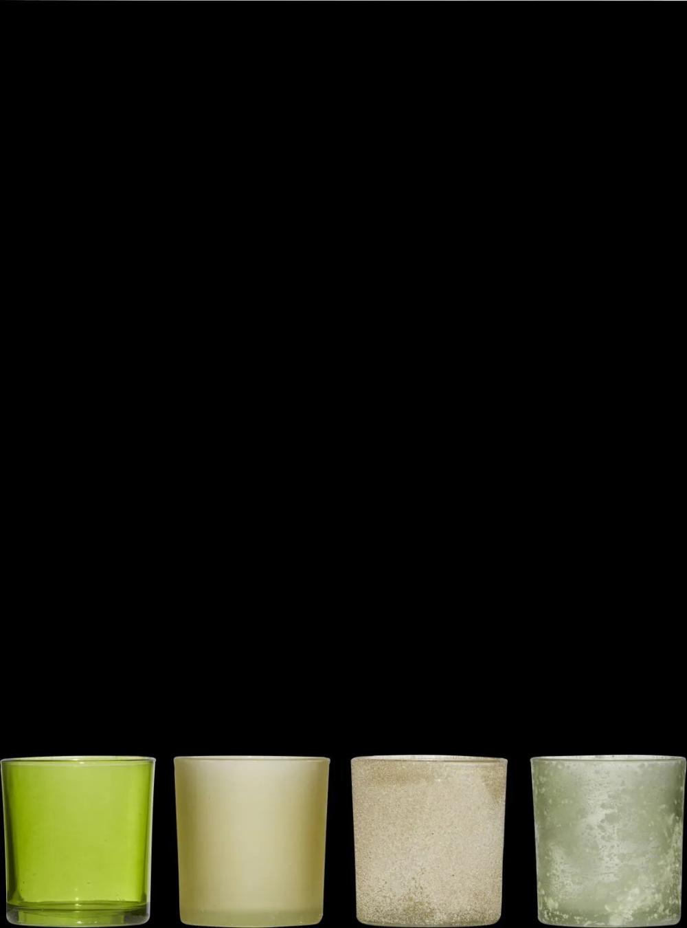 Candle holders | Set Of 4 Glass Tealight Holders Lyla, Green, 3.5"/9Cm, Ø3.1"/8Cm Accessories Candle holders