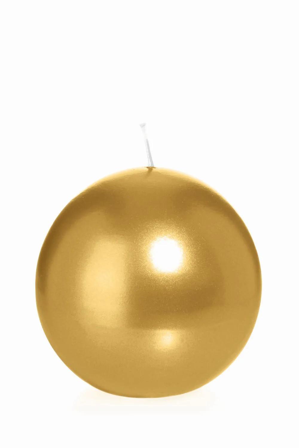 Candles | Ball Wax Candle Rosella, Gold, Ø4"/10Cm, 46H – Made In Germany Accessories Candles