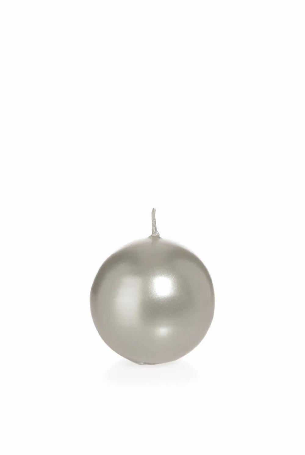 Candles | Ball Wax Candle Rosella, Silver, Ø2.8"/7Cm, 16H – Made In Germany Accessories Candles