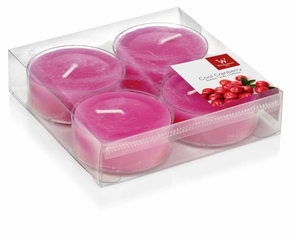 Candles | Tea Lights Astrid With Fragrance, Cool Cranberry, 4 Pcs, Pink, 0.7"/1,9Cm, Ø2.2"/5,7Cm, 8H Accessories Candles