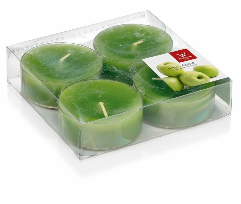 Candles | Tea Lights Astrid With Fragrance, Fresh Apple, 4 Pcs, Apple Green, 0.7"/1,9Cm, Ø2.2"/5,7Cm, 8H Accessories Candles