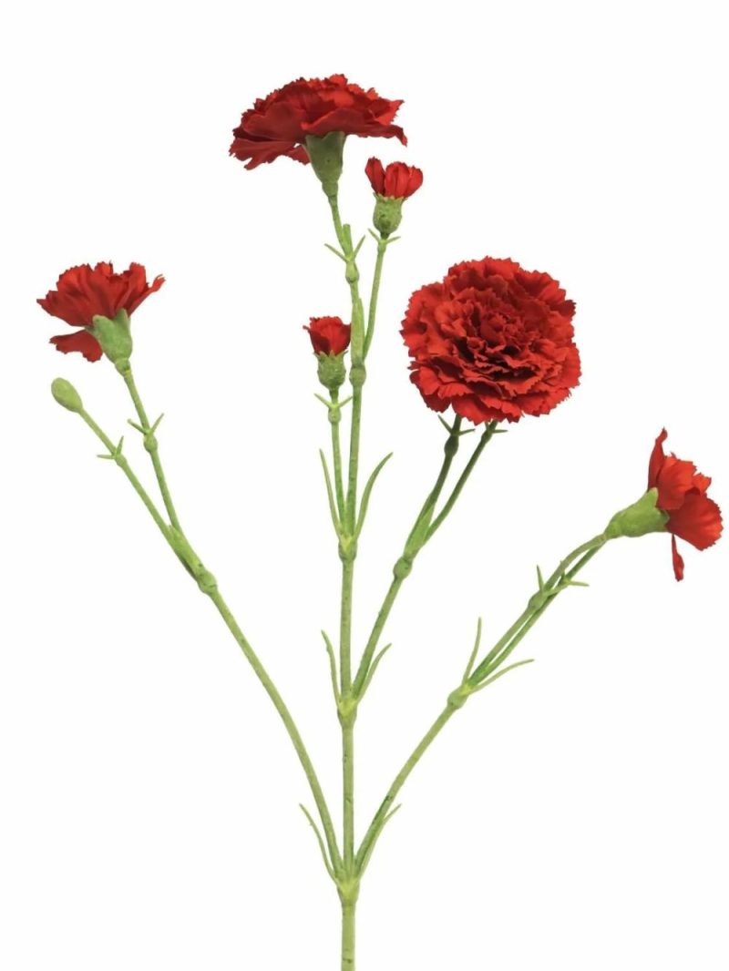 Carnation | Artificial Carnation Ahong, Red, 24"/60Cm Artificial Flowers Carnation