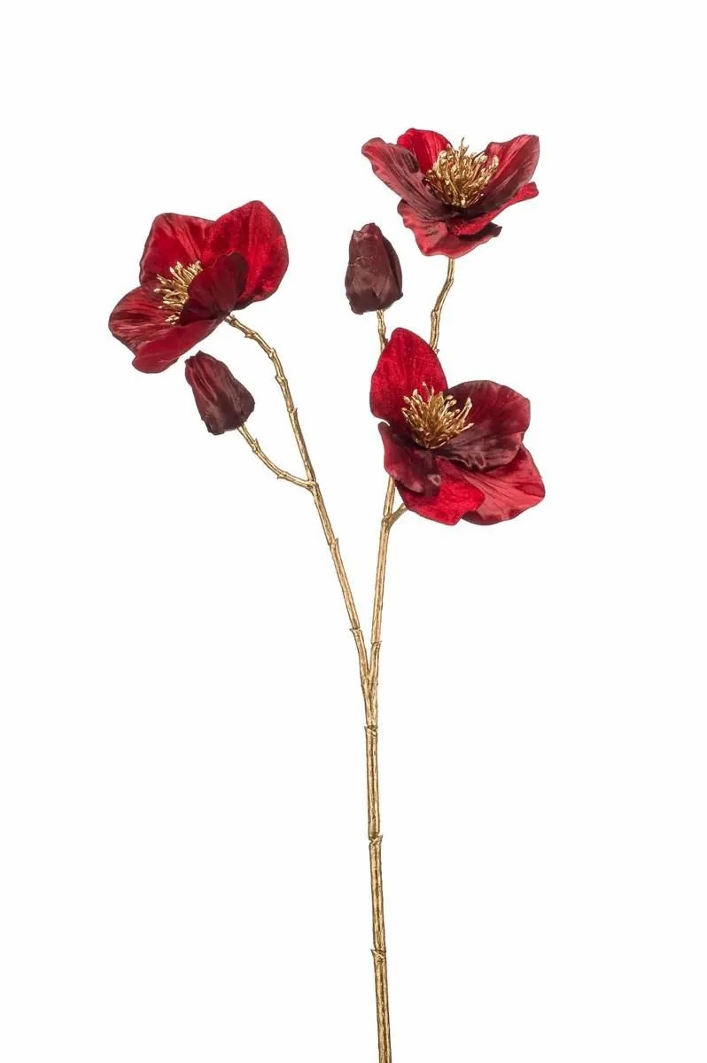 Christmas rose | Velvet Christmas Rose Guayco, Dark Red-Gold, 20"/50Cm Artificial Flowers Christmas rose