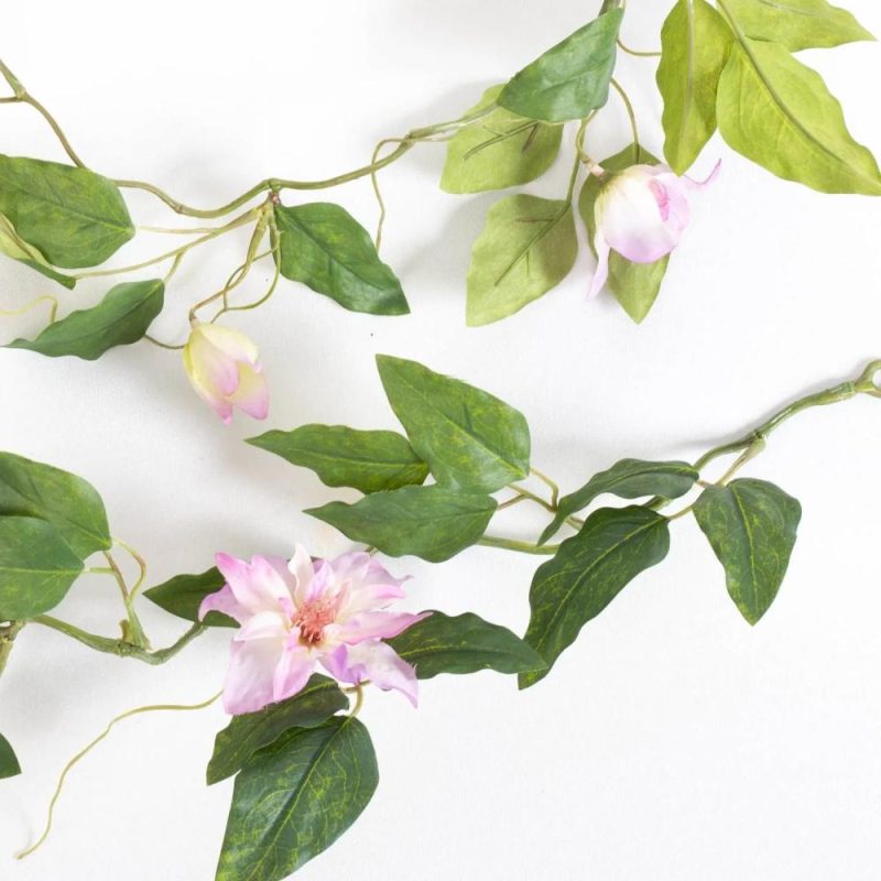 Clematis | Artificial Clematis Garland Hera, Light Pink, 6Ft/180Cm Artificial Flowers Clematis