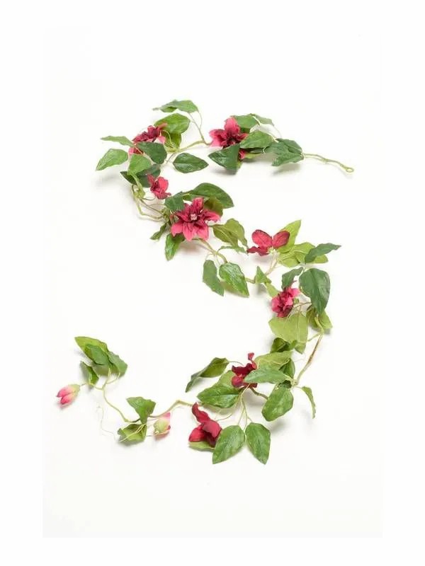 Clematis | Artificial Clematis Garland Hera, Pink, 6Ft/180Cm Artificial Flowers Clematis