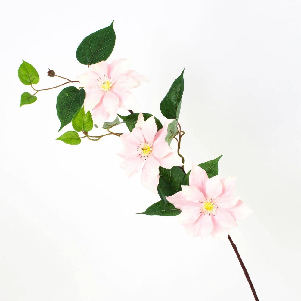 Clematis | Plastic Clematis Spray Saliya, Pink-White, 31"/80Cm, Ø5.5"/14Cm Artificial Flowers Clematis