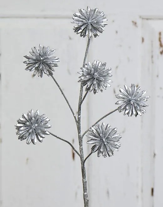 Cornflower | Artificial Cornflower Birna, Glitter, Silver, 22"/55Cm, Ø2"/5Cm Artificial Flowers Cornflower