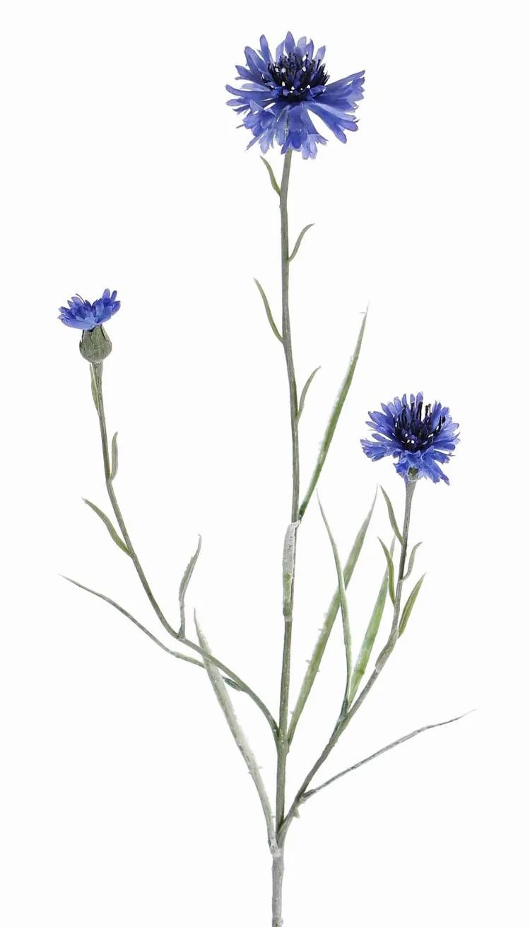 Cornflower | Artificial Cornflower Kelsie, Blue, 28"/70Cm, Ø1.6"/4Cm Artificial Flowers Blue