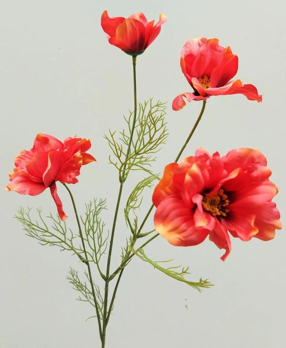 Cosmos | Decorative Flower Branch Cosmos Prestiosa, Peach-Orange, 30"/75Cm Artificial Flowers Cosmos