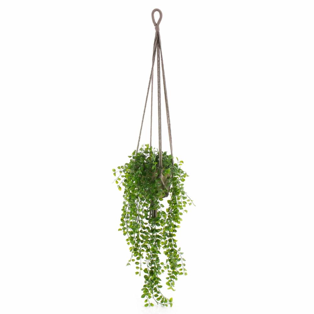 Creeping fig | Fake Hanging Basket With Creeping Fig Silija, Terracotta Pot, Green, 31"/80Cm Artificial Plants Creeping fig