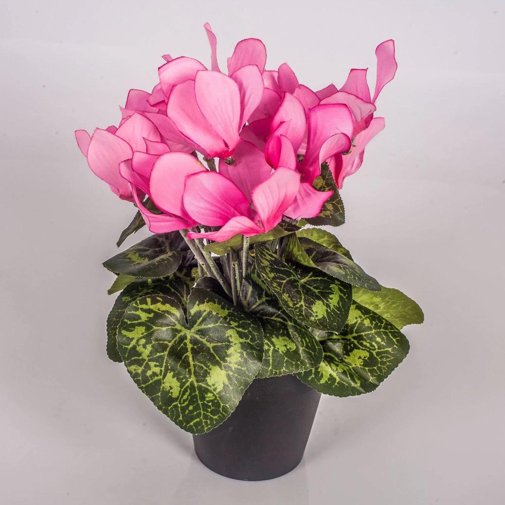 Cyclamen | Fake Cyclamen Heidi In A Decorative Pot, Light Pink, 10"/25Cm, Ø2"-3.1"/5-8Cm Artificial Flowers Cyclamen