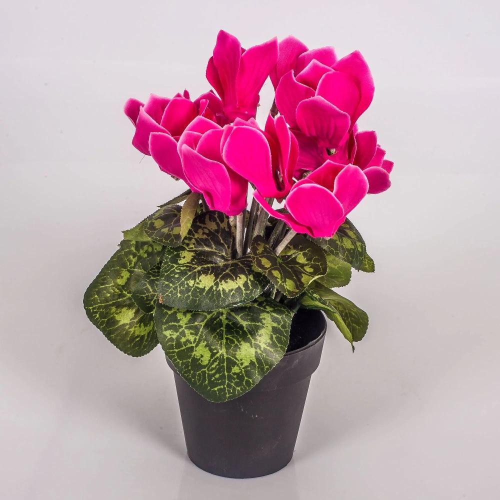 Cyclamen | Fake Cyclamen Heidi In A Decorative Pot, Pink, 10"/25Cm, Ø2"-3.1"/5-8Cm Artificial Flowers Cyclamen