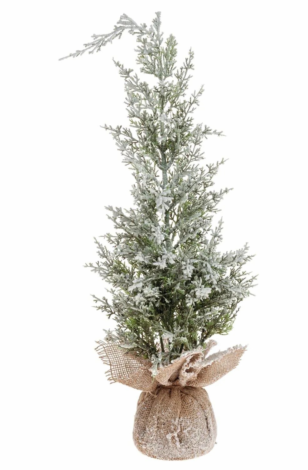 Cypresses | Artificial Cedar Angara In Jute Bag, Snow-Covered, Green-White, 28"/70Cm Artificial Trees Cypresses