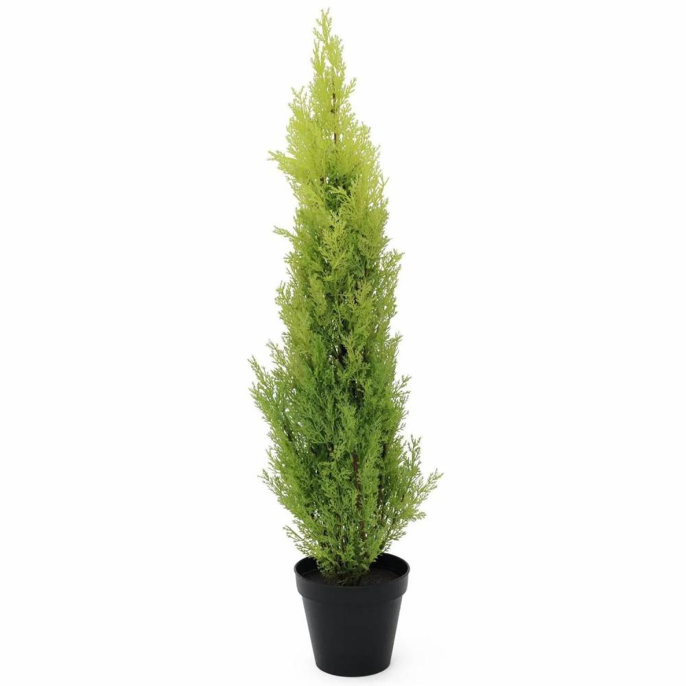 Cypresses | Plastic Cypress Minna, In Planter, Uv-Resistant, Light Green, 3Ft/90Cm Artificial Trees Cypresses