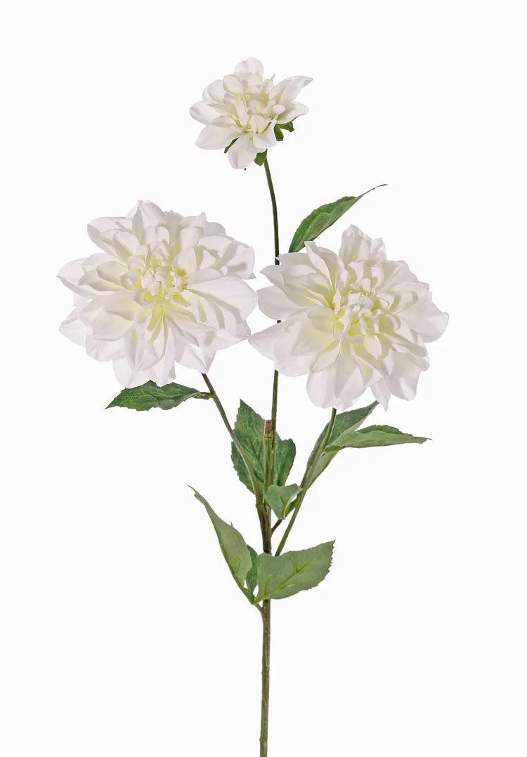 Dahlia | Artificial Dahlia Anjulika, White, 30"/75Cm, Ø2.4"-4.7"/6-12Cm Artificial Flowers Dahlia