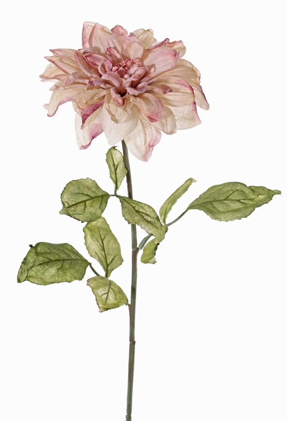 Dahlia | Artificial Dahlia Maera, Dusky Pink-White, 28"/70Cm, Ø7"/17Cm Artificial Flowers Dahlia