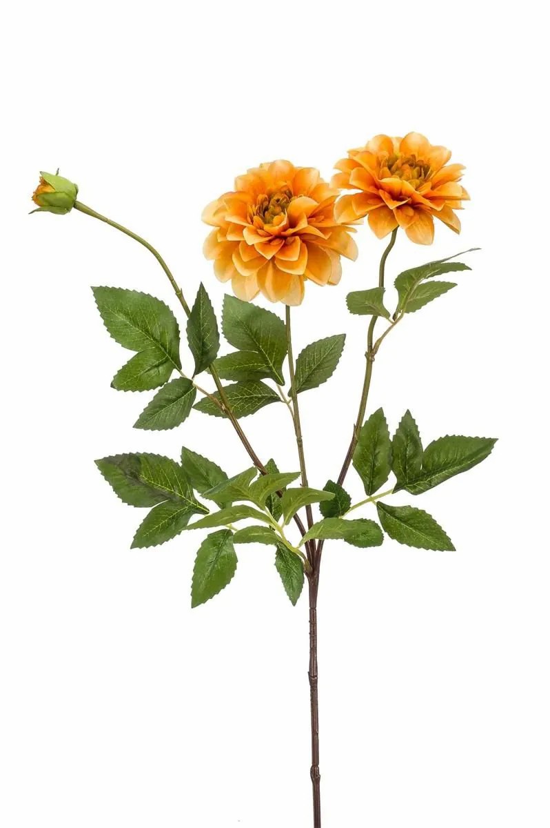 Dahlia | Artificial Dahlia Naxos With Flowers, Orange-Yellow, 28"/70Cm Artificial Flowers Dahlia