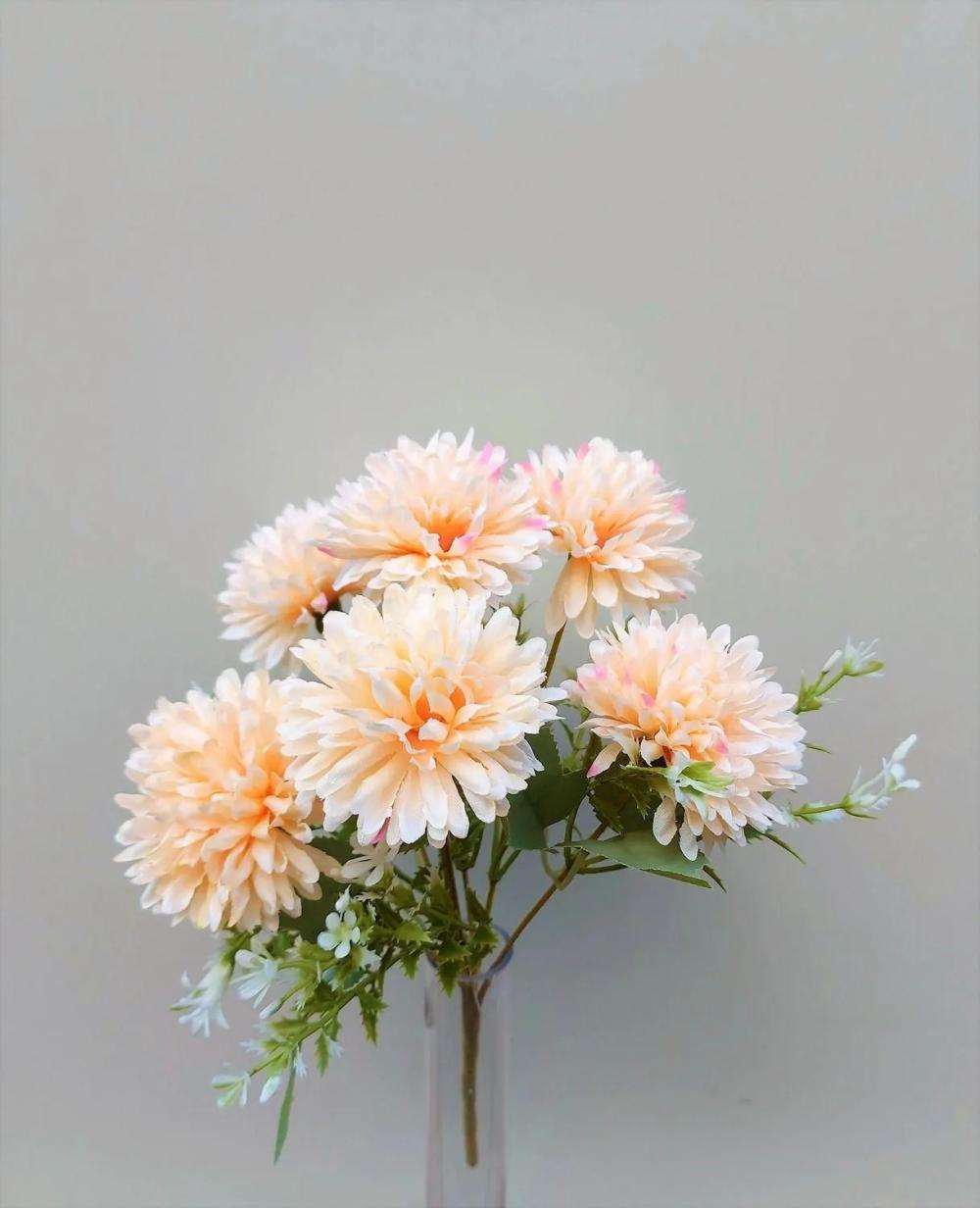 Dahlia | Decorative Dahlia Salamitus On Spike, Apricot, 12"/30Cm Artificial Flowers Dahlia